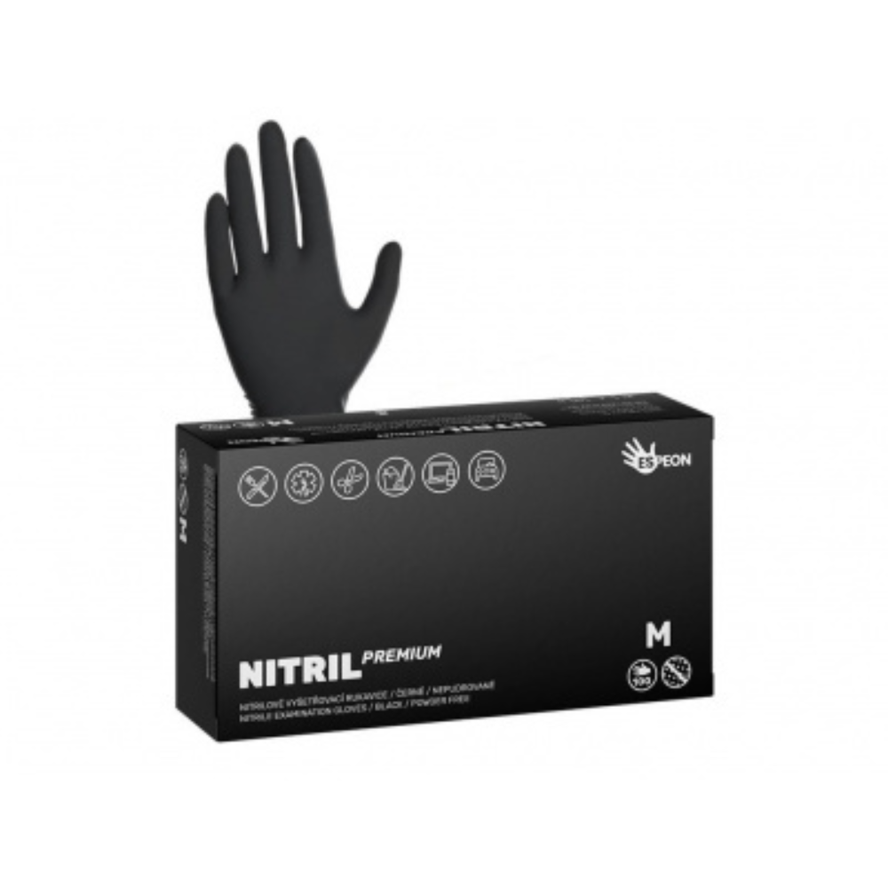 Guantes de nitrilo NITRIL STRONG3 100 uds., sin polvo, color negro, 5,0 g